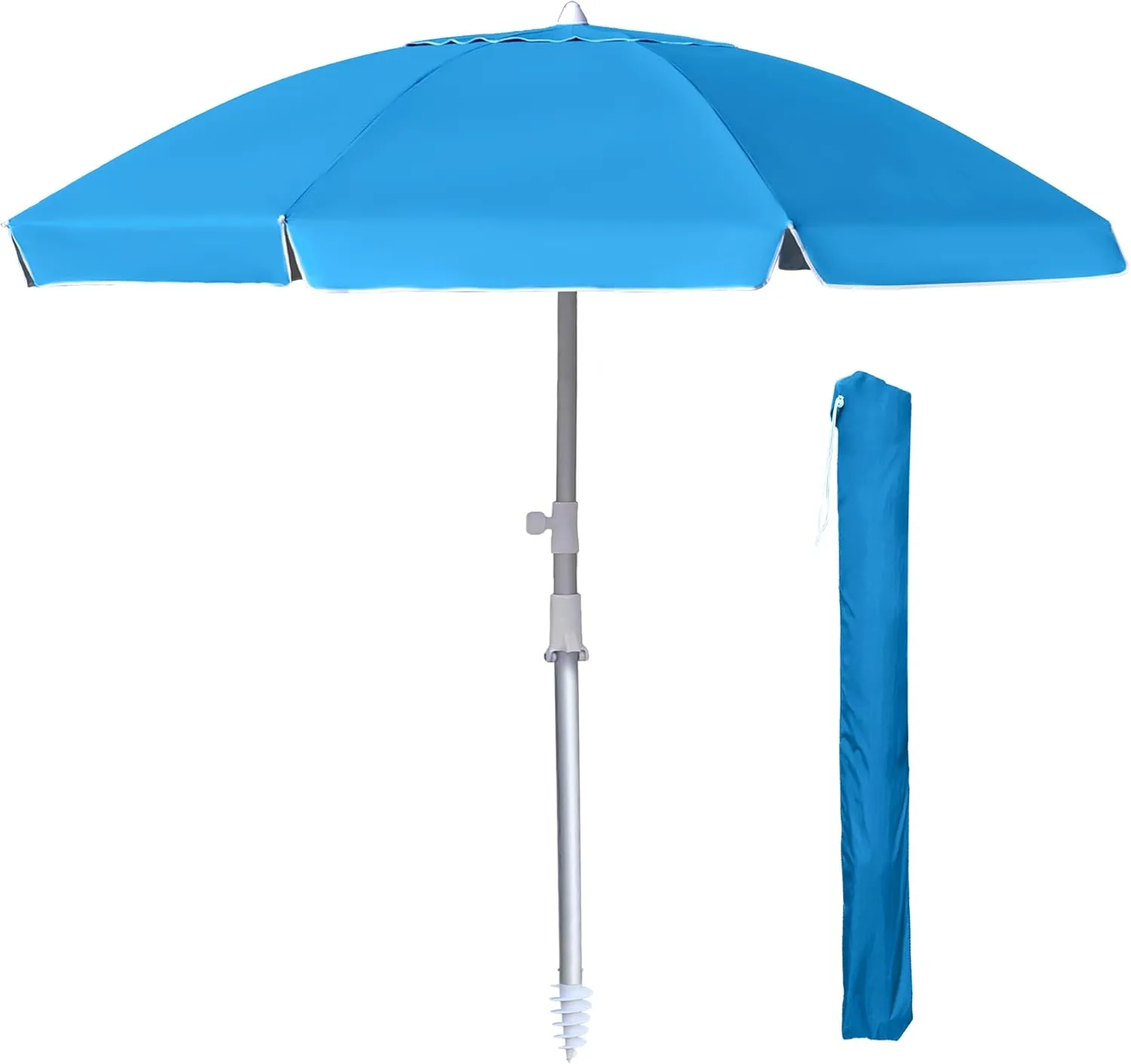 8ft Large Beach Umbrella,Heavy Duty Wind Resistant Portable Sun Shade w/Tilt Pole&Sand Anchor,Shoulder Carry Bag,Removable Hook,UV 50  Protection,Air Vents Design for Patio Garden Pool