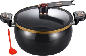 8L Micro Pressure Cooker,Non-Stick Functional Micro Pressure Cooking Pot,with Visual Glass Lid and 2 Handles,Gas Stove/Open Fire Induction,for Stove Kitchen Restaurants Hotels Fast Food Stores (A)