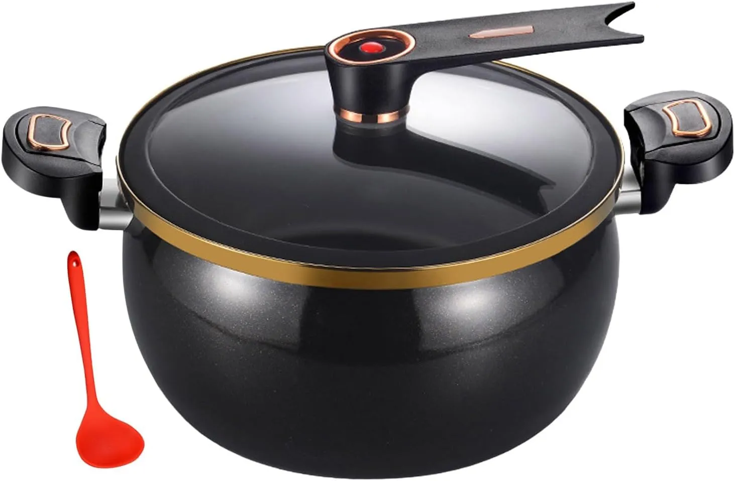 8L Micro Pressure Cooker,Non-Stick Functional Micro Pressure Cooking Pot,with Visual Glass Lid and 2 Handles,Gas Stove/Open Fire Induction,for Stove Kitchen Restaurants Hotels Fast Food Stores (A)