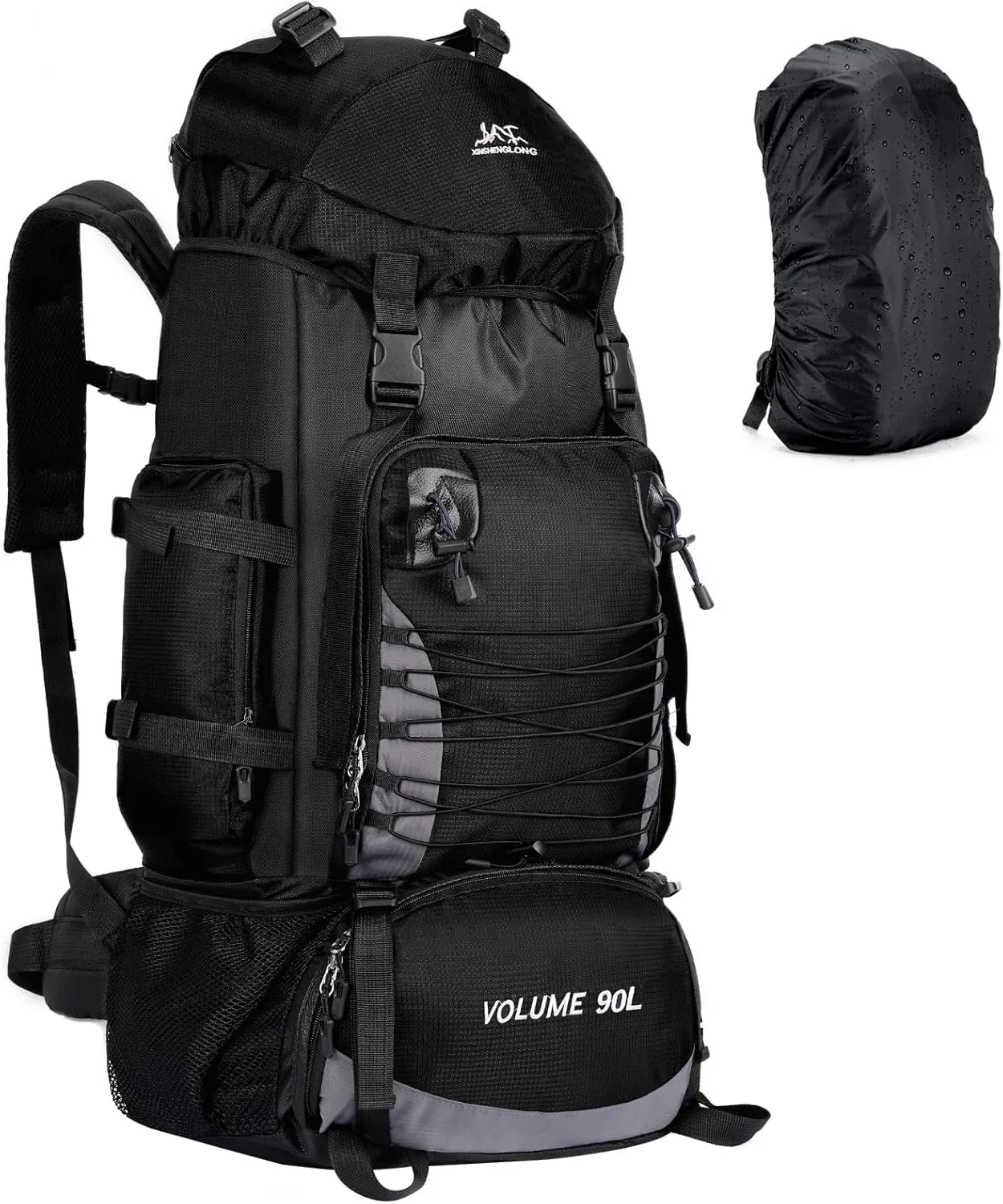 90L Hiking Backpack, Camping Travel Backpack with Rain Cover Lightweight Travel Daypack for Climbing Camping Touring (Black)