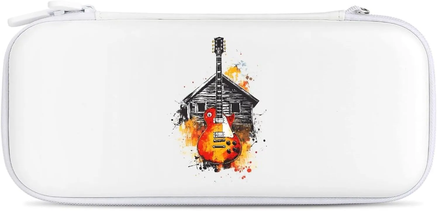 A Guitar House Compatible with Switch Carrying Case Hard Travel Game Bag Pouch with 15 Games Accessories