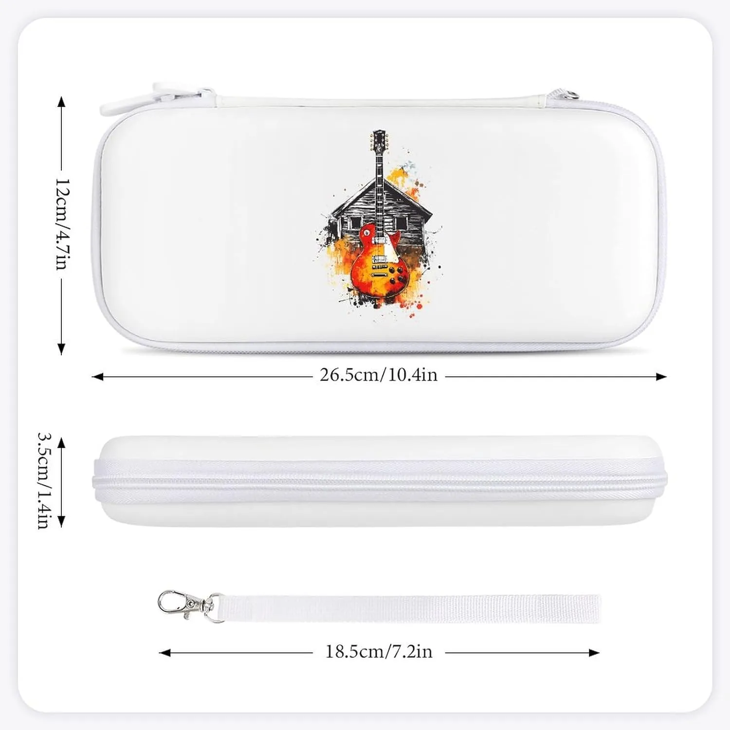 A Guitar House Compatible with Switch Carrying Case Hard Travel Game Bag Pouch with 15 Games Accessories
