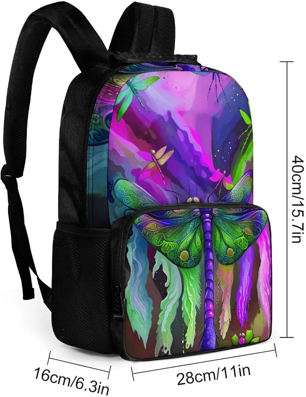 A Vibrant Dragonfly Colorful World Art Rucksacks Lightweight Multipurpose Anti-Theft Shoulder Bag Large Capacity Business Computer Bag With Smooth Zippers
