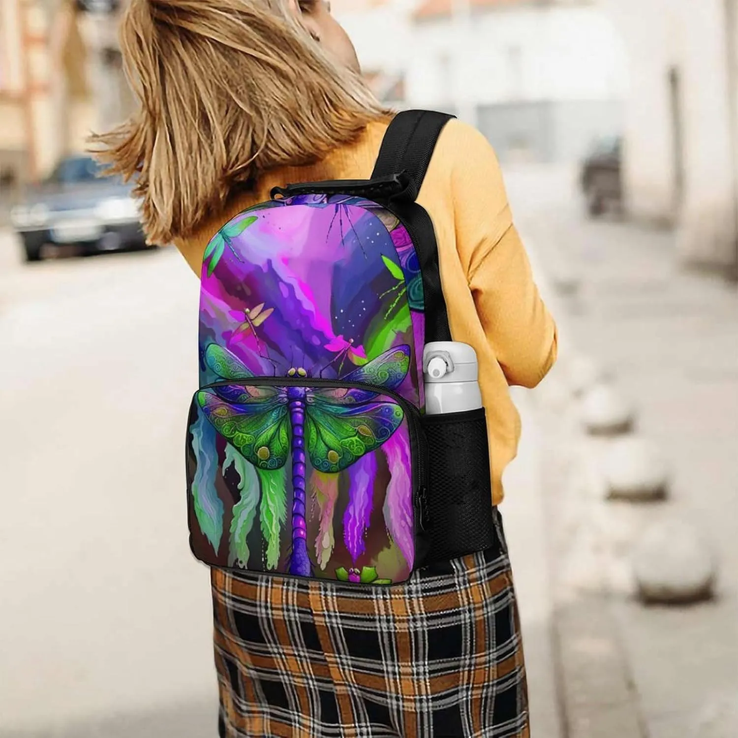 A Vibrant Dragonfly Colorful World Art Rucksacks Lightweight Multipurpose Anti-Theft Shoulder Bag Large Capacity Business Computer Bag With Smooth Zippers