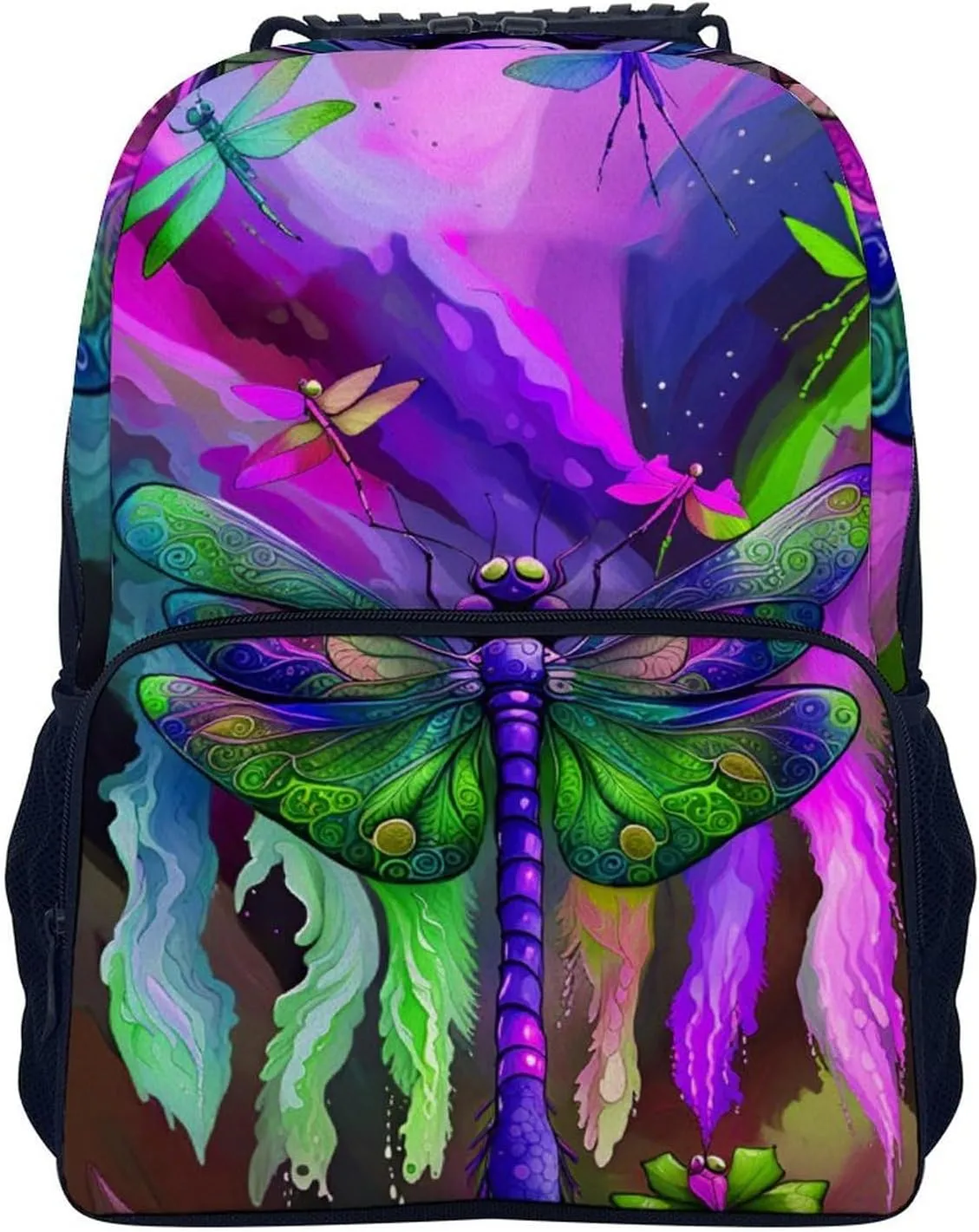 A Vibrant Dragonfly Colorful World Art Rucksacks Lightweight Multipurpose Anti-Theft Shoulder Bag Large Capacity Business Computer Bag With Smooth Zippers