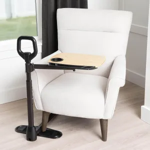 Able Life Comfortably Independent Tray Table Adjustable Bamboo Swivel TV and Laptop with Ergonomic Stand Assist Safety Handle, Living Aid, Brown