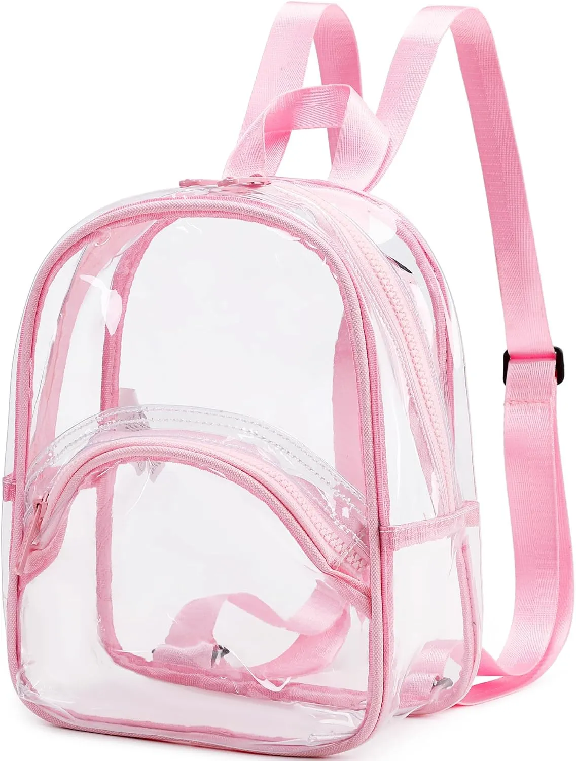 abshoo Clear Mini Backpack for Stadium Events Approved 12 x6 x12 See Through Bag Transparent Backpacks for Girls Women (Pink)