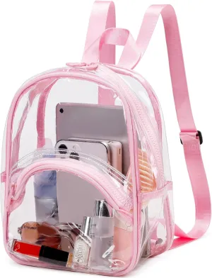 abshoo Clear Mini Backpack for Stadium Events Approved 12 x6 x12 See Through Bag Transparent Backpacks for Girls Women (Pink)