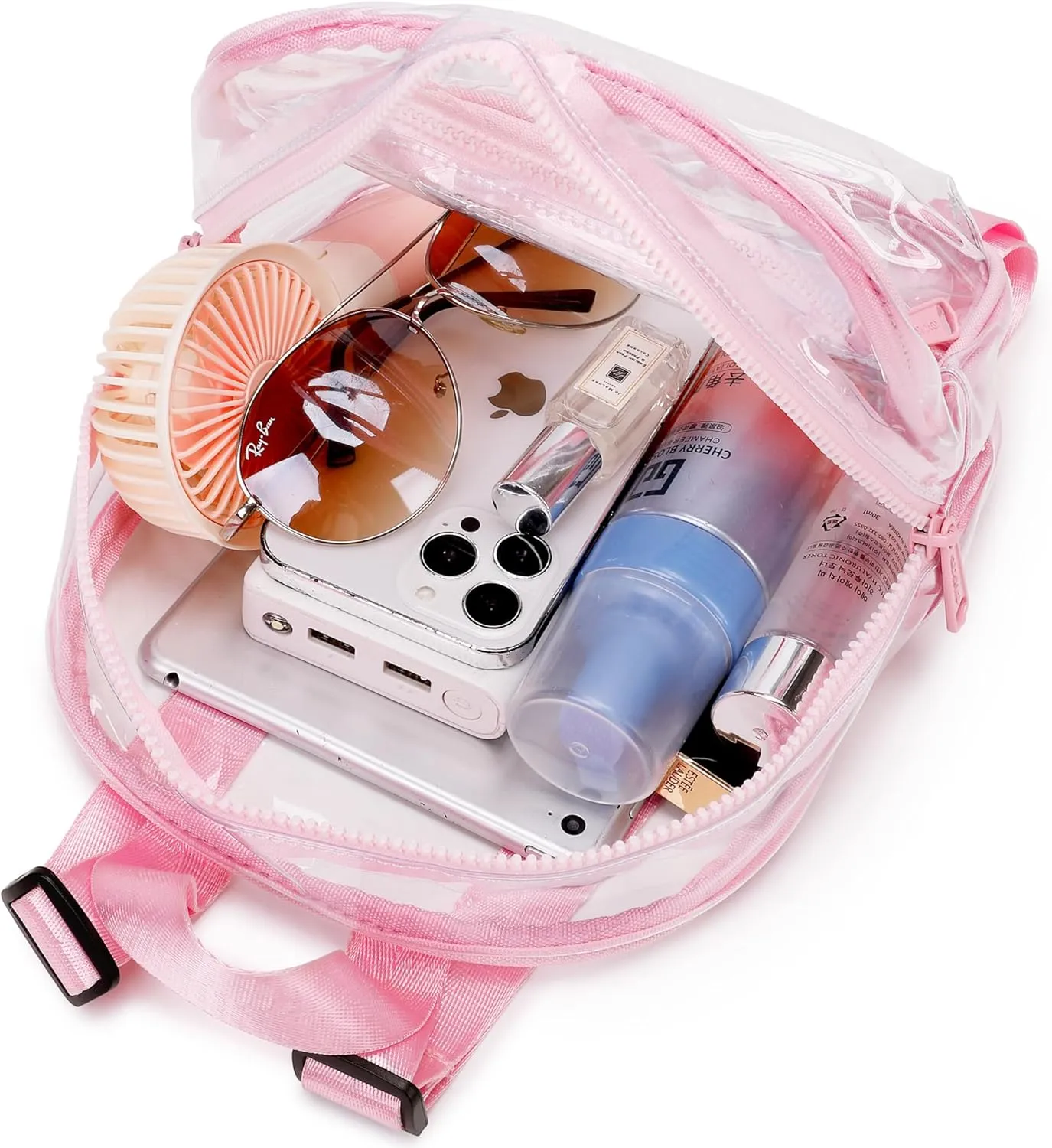 abshoo Clear Mini Backpack for Stadium Events Approved 12 x6 x12 See Through Bag Transparent Backpacks for Girls Women (Pink)