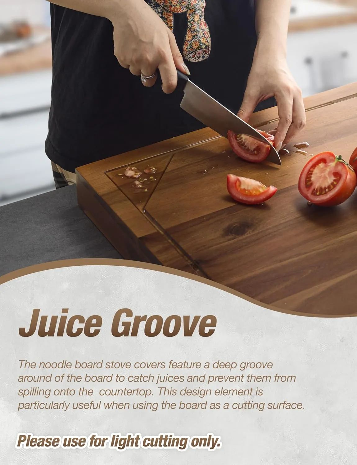 Acacia Stove Top Covers for Electric Stove - Noodle Board for Gas Stovetop - Stove Top Covers for Gas Burners - Wooden Kitchen Sink Cover for Counter Space & Decorative Tray (Walnut, 30" x 22")