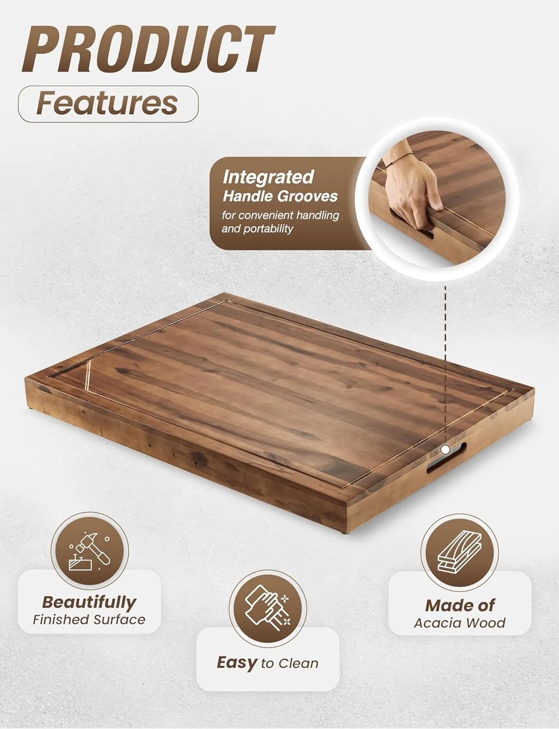 Acacia Stove Top Covers for Electric Stove - Noodle Board for Gas Stovetop - Stove Top Covers for Gas Burners - Wooden Kitchen Sink Cover for Counter Space & Decorative Tray (Walnut, 30" x 22")