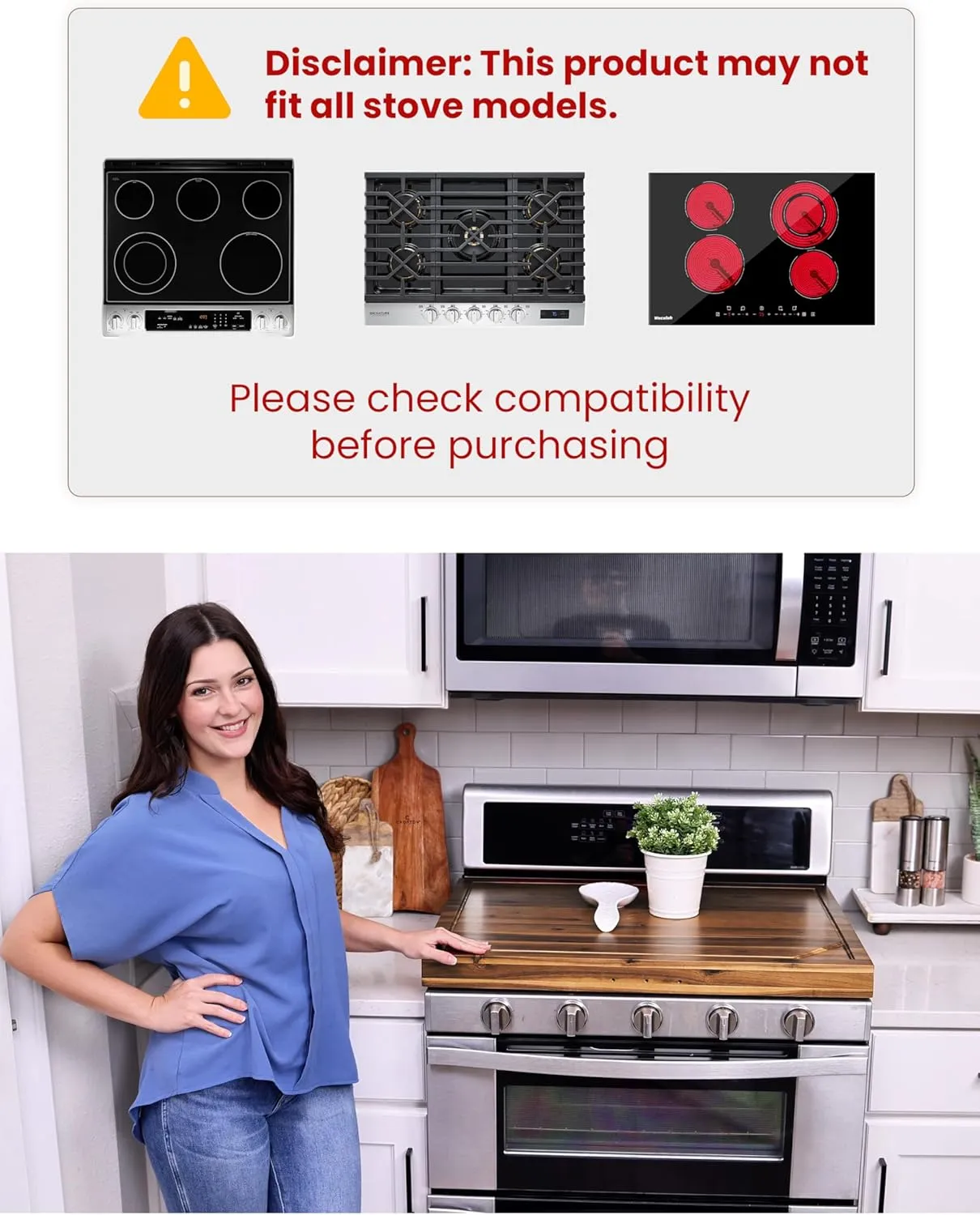 Acacia Stove Top Covers for Electric Stove - Noodle Board for Gas Stovetop - Stove Top Covers for Gas Burners - Wooden Kitchen Sink Cover for Counter Space & Decorative Tray (Walnut, 30" x 22")