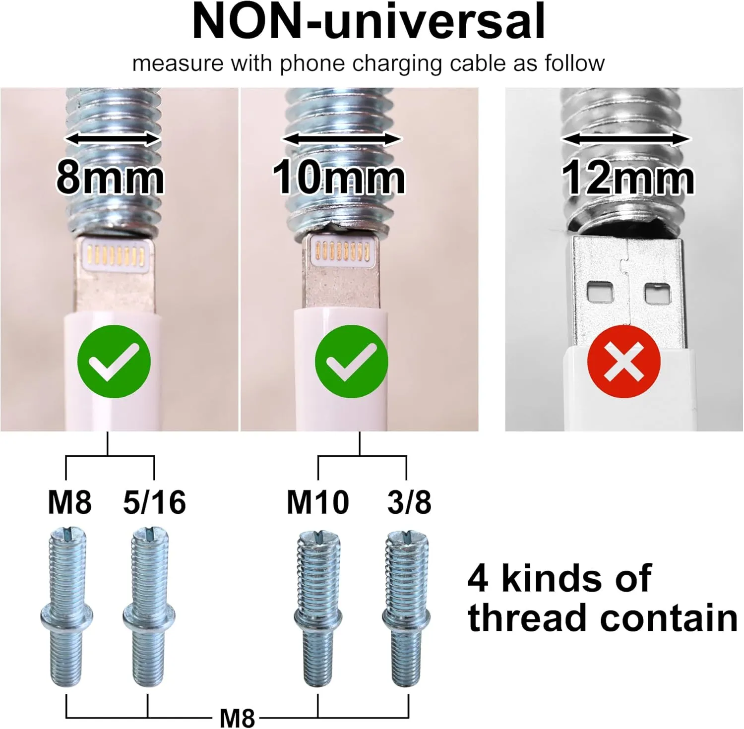 Adjustable Bed Legs Replacement for Adjustable Bed Base Frame, Different Threads Include,12 inch Screw in Legs Set of 4