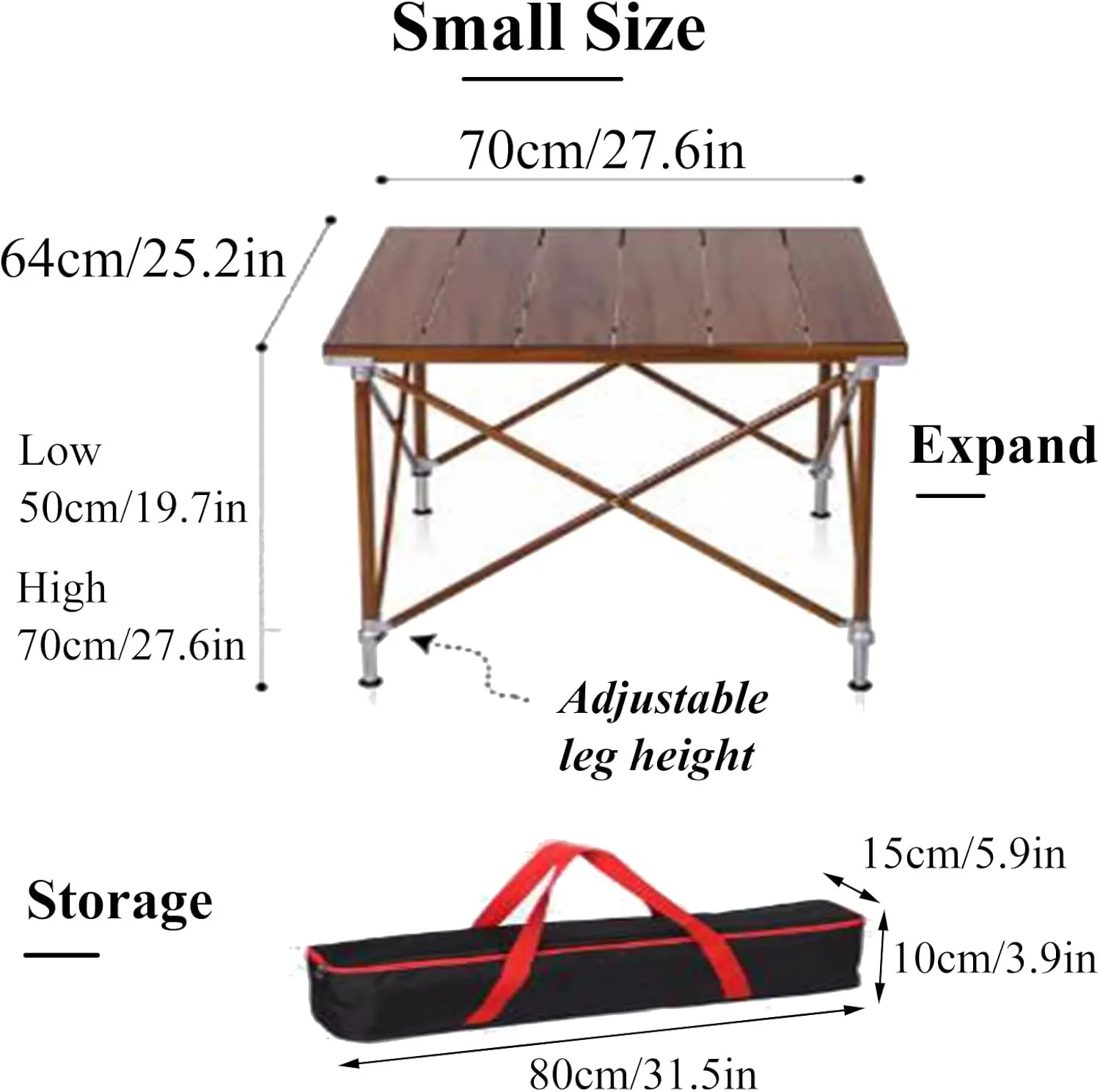 Adjustable Camping Table Aluminum Folding Camping Table Low Picnic Table Portable Compact e with Bag Great for Patio