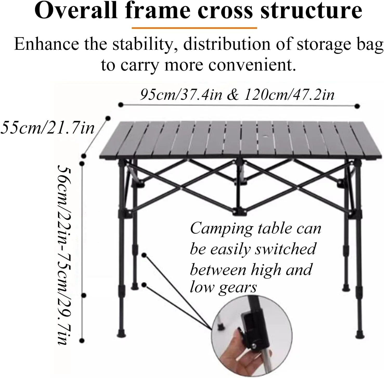 Adjustable Camping Table Picnic Table Foldable Aluminum Camping Table with Storage Net Portable Design for Outdoor/Indoor, Small