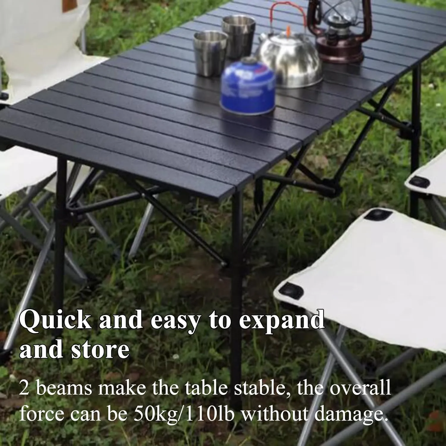 Adjustable Camping Table Picnic Table Foldable Aluminum Camping Table with Storage Net Portable Design for Outdoor/Indoor, Small