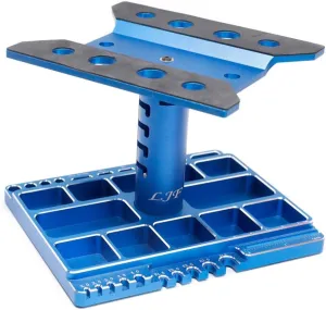 Adjustable Height RC Car Repair Station 360 Degree Rotation RC Hobby Repair Stand Table with Scale (Blue)