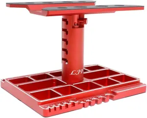Adjustable Height RC Car Repair Station 360 Degree Rotation RC Hobby Repair Stand Table with Scale (Red)
