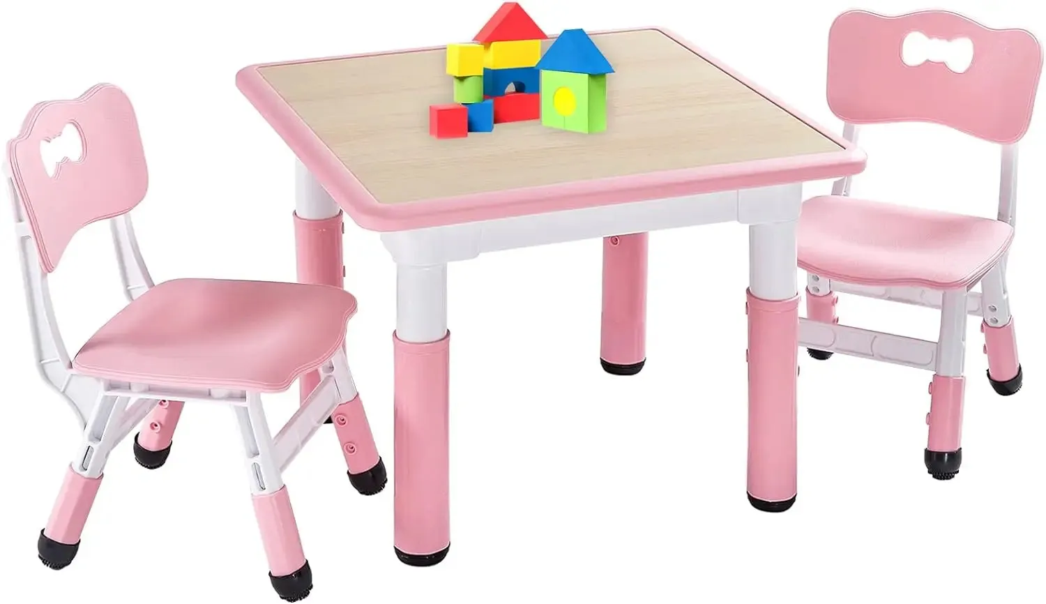 Adjustable Kids Table and Chairs Set, Easy to Clean