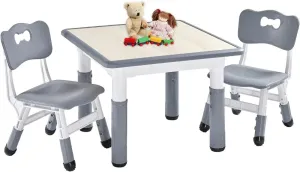 Adjustable Kids Table and Chairs Set, Easy to Clean