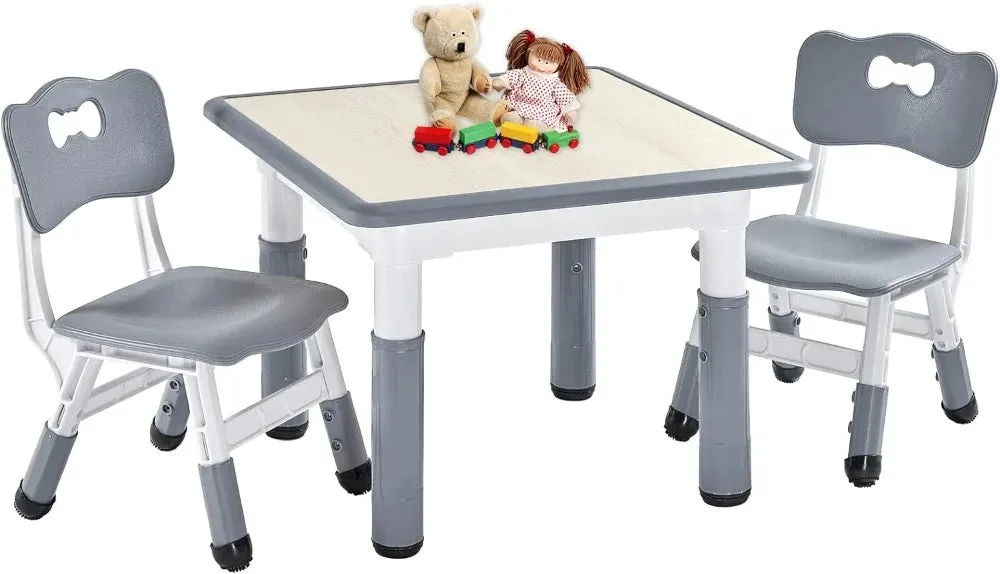 Adjustable Kids Table and Chairs Set, Easy to Clean
