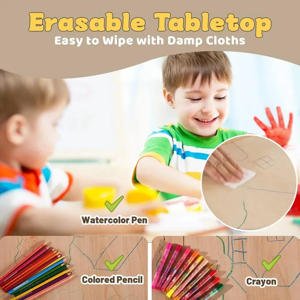 Adjustable Kids Table and Chairs Set, Easy to Clean