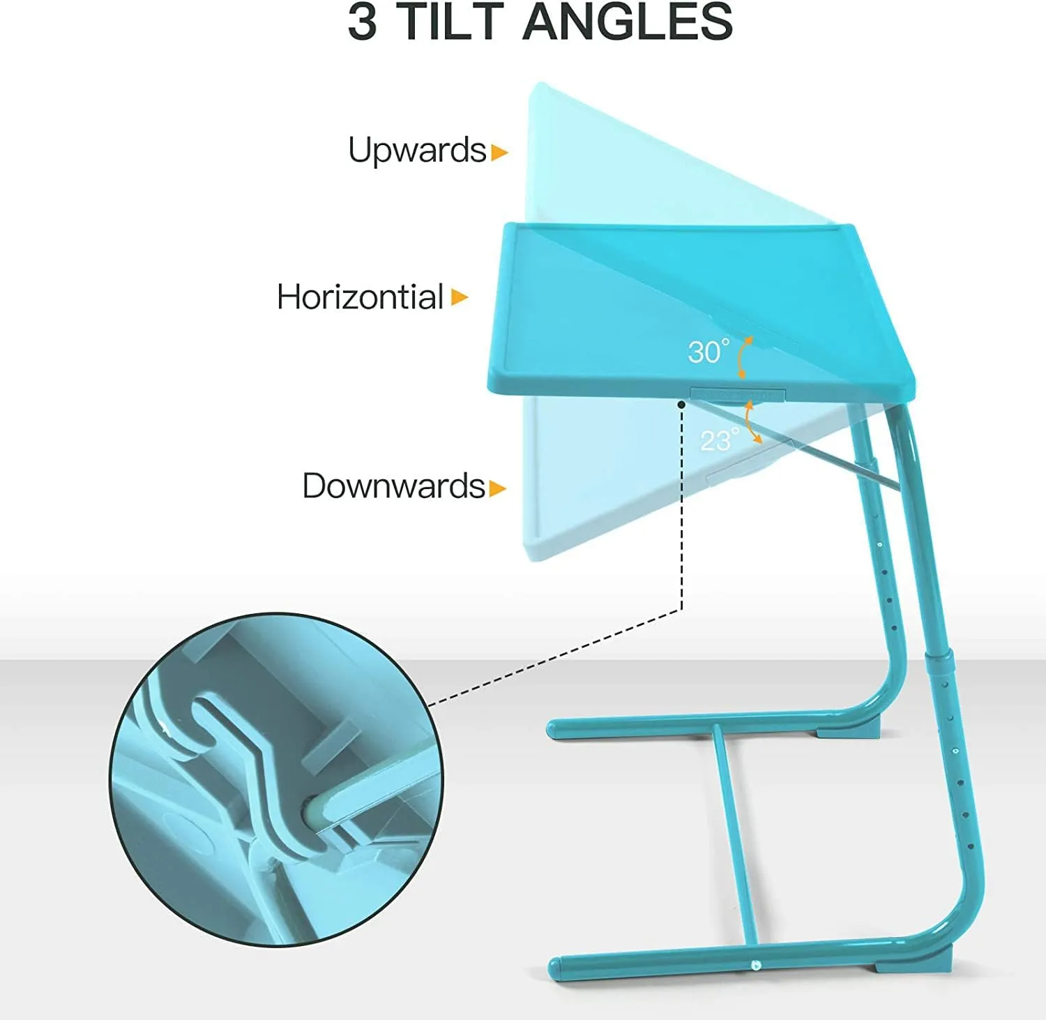 Adjustable TV Tray Table - TV Dinner Tray on Bed & Sofa, Comfortable Folding Table with 6 Height & 3 Tilt Angle Adjustments (Azure)