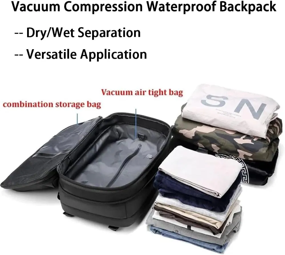 Aeropack Backpack, 60L Aeropack Expandable Vacuum Seal Compression Travel Waterproof Backpack with Electric Air Pump (Gray)
