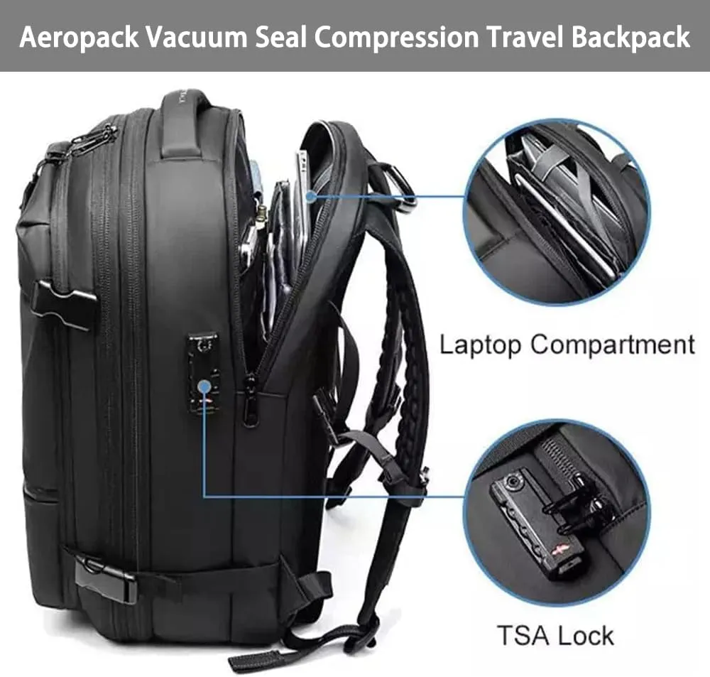 Aeropack Backpack, 60L Aeropack Expandable Vacuum Seal Compression Travel Waterproof Backpack with Electric Air Pump (Gray)