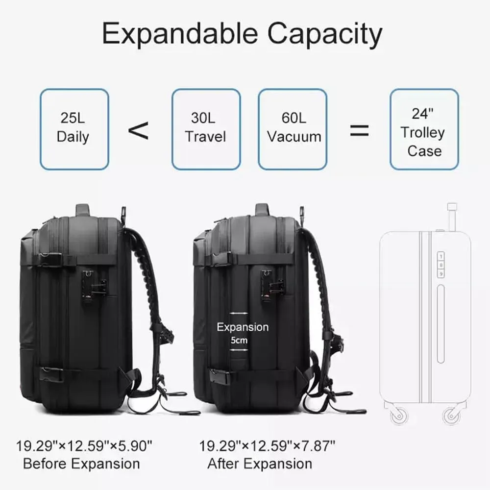 Aeropack Backpack, 60L Aeropack Expandable Vacuum Seal Compression Travel Waterproof Backpack with Electric Air Pump (Gray)