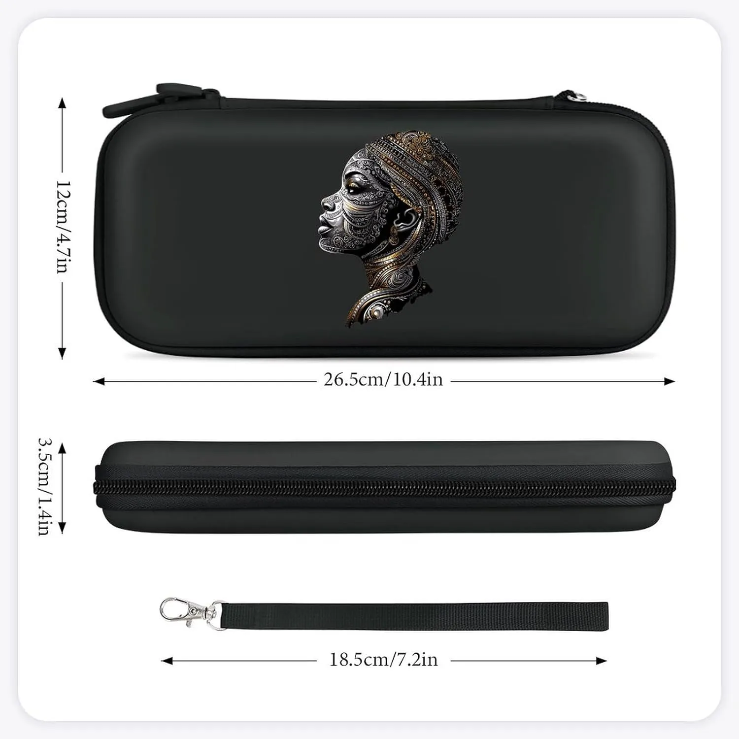 African Tribal Womans Head Compatible with Switch Carrying Case Hard Travel Game Bag Pouch with 15 Games Accessories