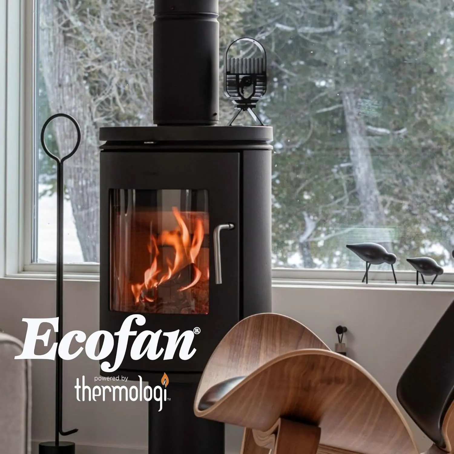 AirDeco I Heat Powered Stove Fan - Powerful Modern Design, Low Start Temperature Technology Ideal for Wood, Gas, Pellet & Soapstone Stoves - Circulates Warm Air Efficiently & Reduces Fuel Cost
