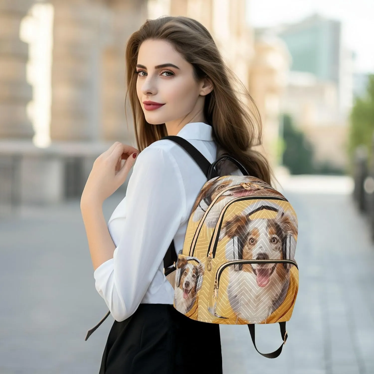 ALAZA Australian Shepherd Dog Small Backpack Purse for Women Travel Bag Lightweight Shoulder Bag Fashion Daypack