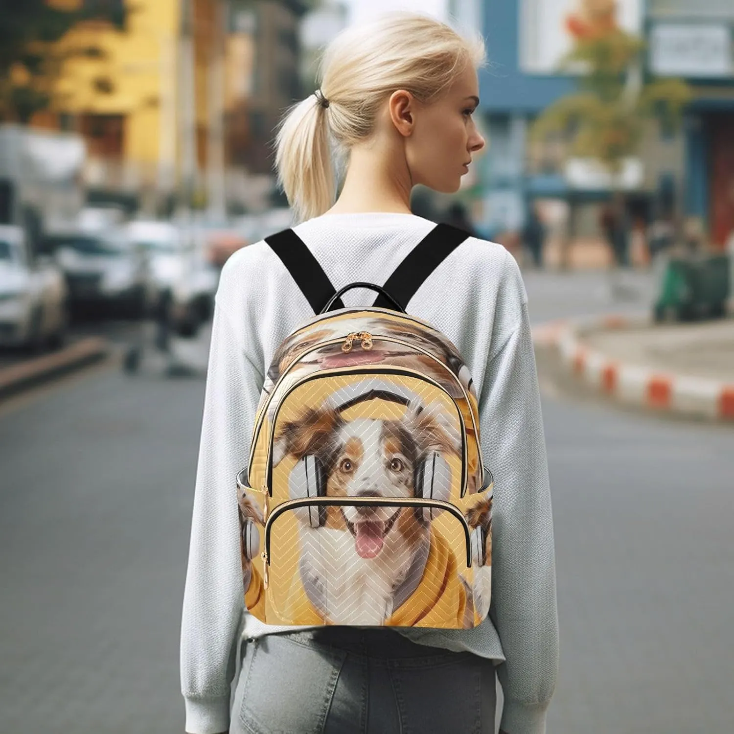 ALAZA Australian Shepherd Dog Small Backpack Purse for Women Travel Bag Lightweight Shoulder Bag Fashion Daypack