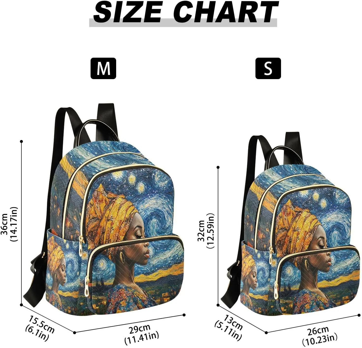 ALAZA Black Girl Starry Night Mini Backpack Purse for Women Travel Bag Lightweight Shoulder Bag Fashion Daypack