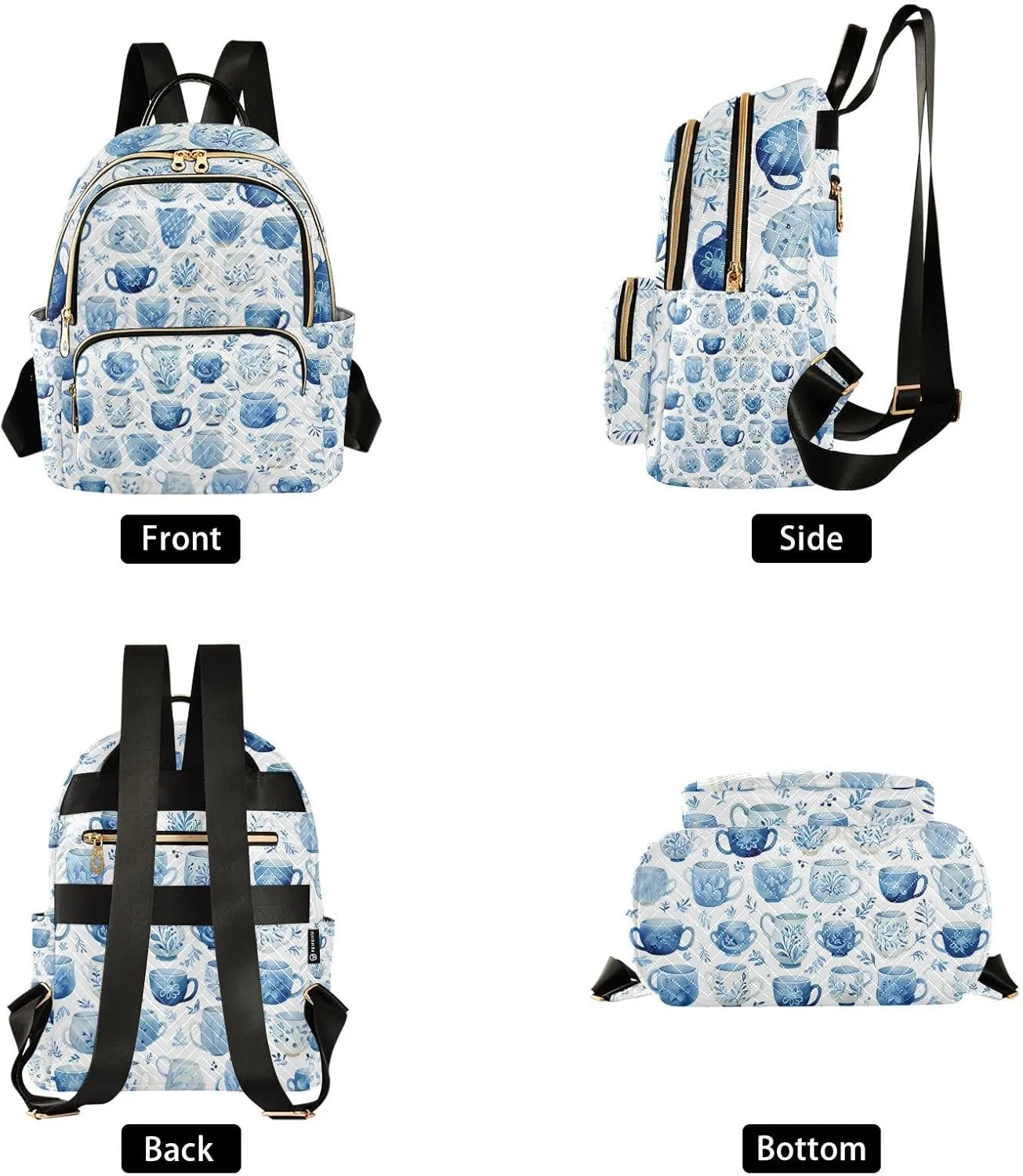 ALAZA Blue and White Porcelain Mini Backpack Purse for Women Travel Bag Lightweight Shoulder Bag Fashion Daypack