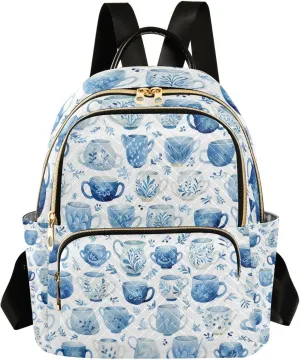 ALAZA Blue and White Porcelain Mini Backpack Purse for Women Travel Bag Lightweight Shoulder Bag Fashion Daypack
