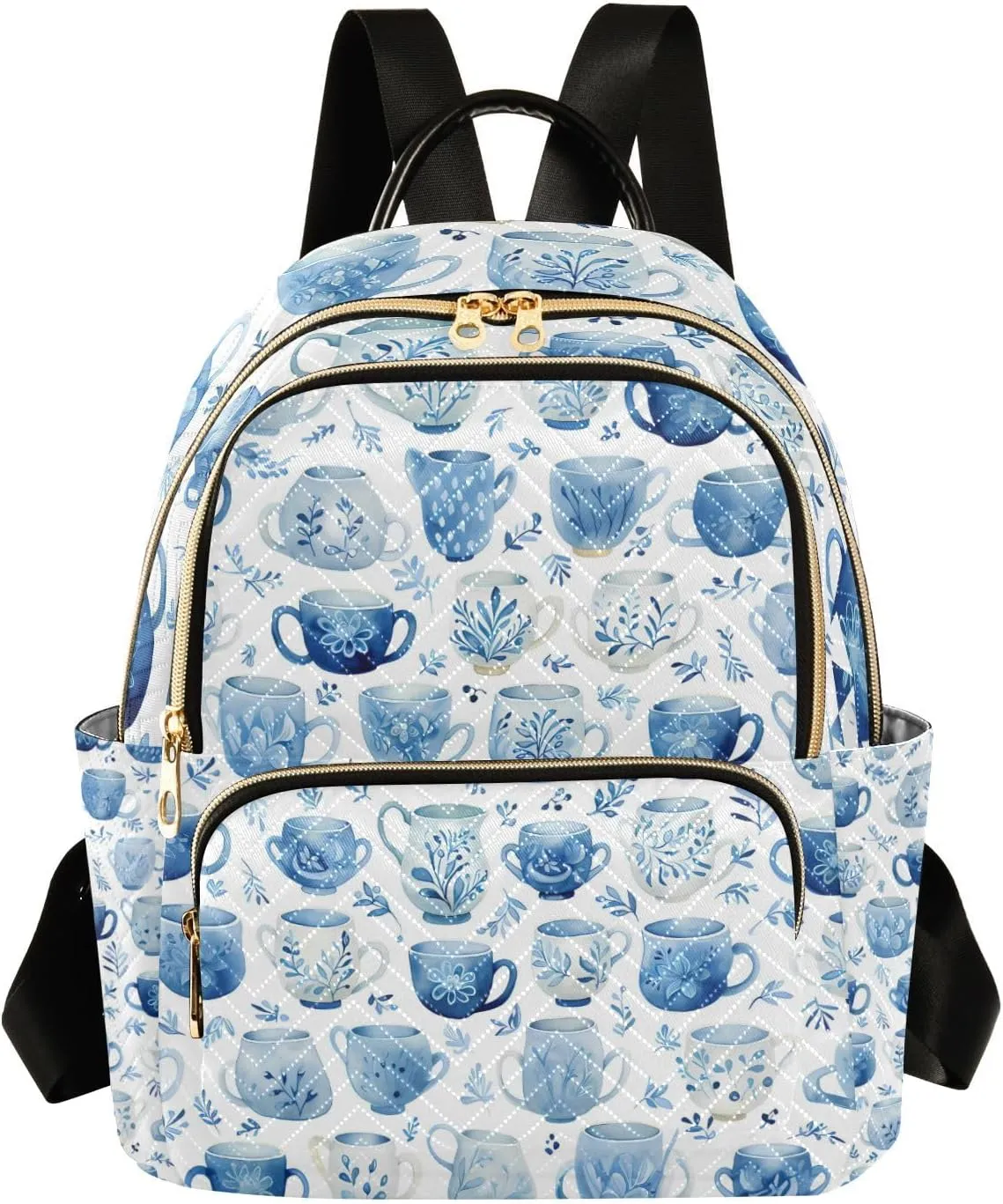 ALAZA Blue and White Porcelain Mini Backpack Purse for Women Travel Bag Lightweight Shoulder Bag Fashion Daypack
