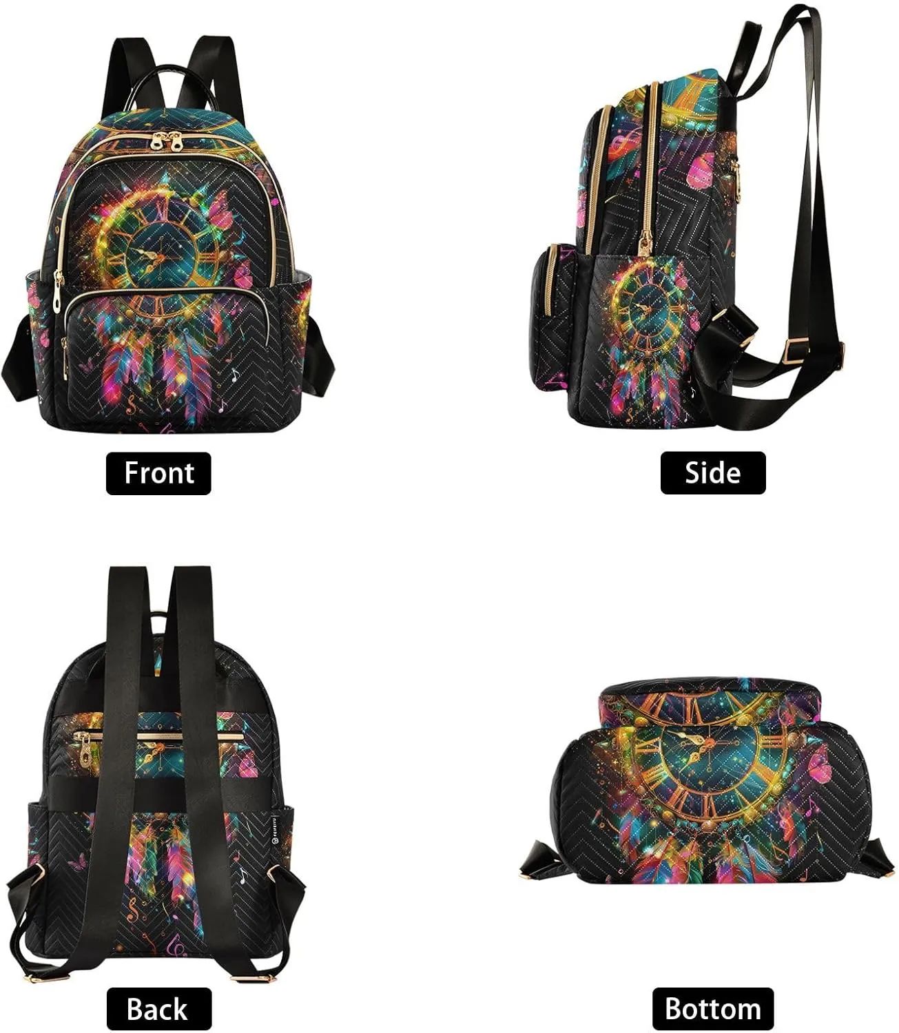 ALAZA Clock with Roman Numerals Mini Backpack Purse for Women Travel Bag Lightweight Shoulder Bag Fashion Daypack