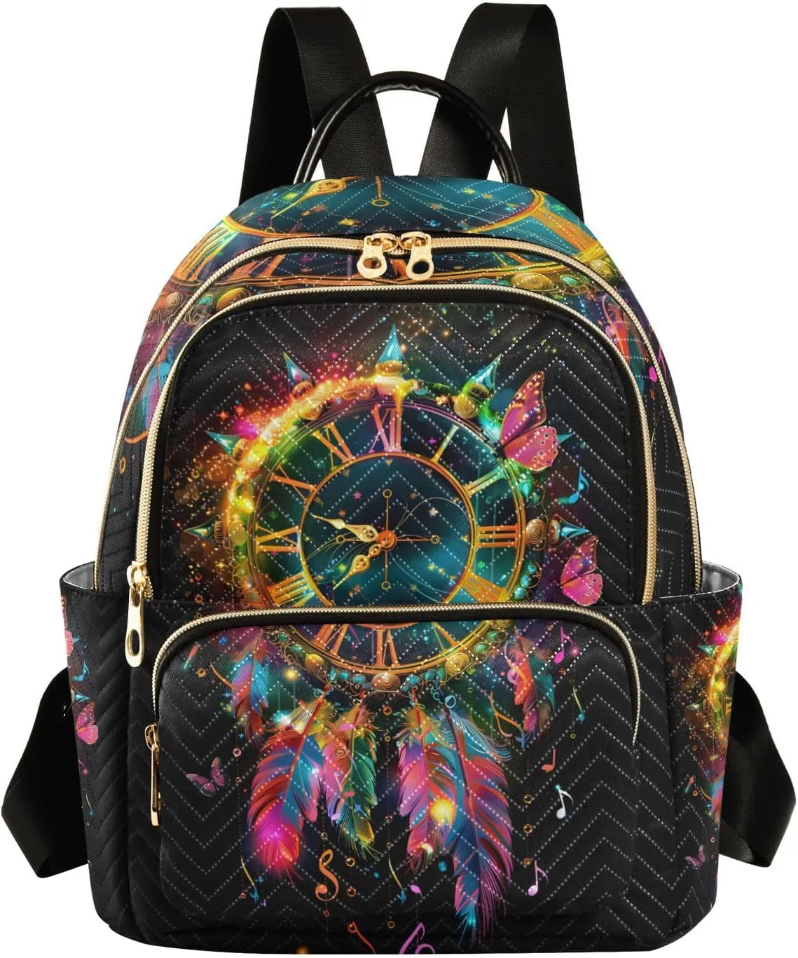 ALAZA Clock with Roman Numerals Mini Backpack Purse for Women Travel Bag Lightweight Shoulder Bag Fashion Daypack