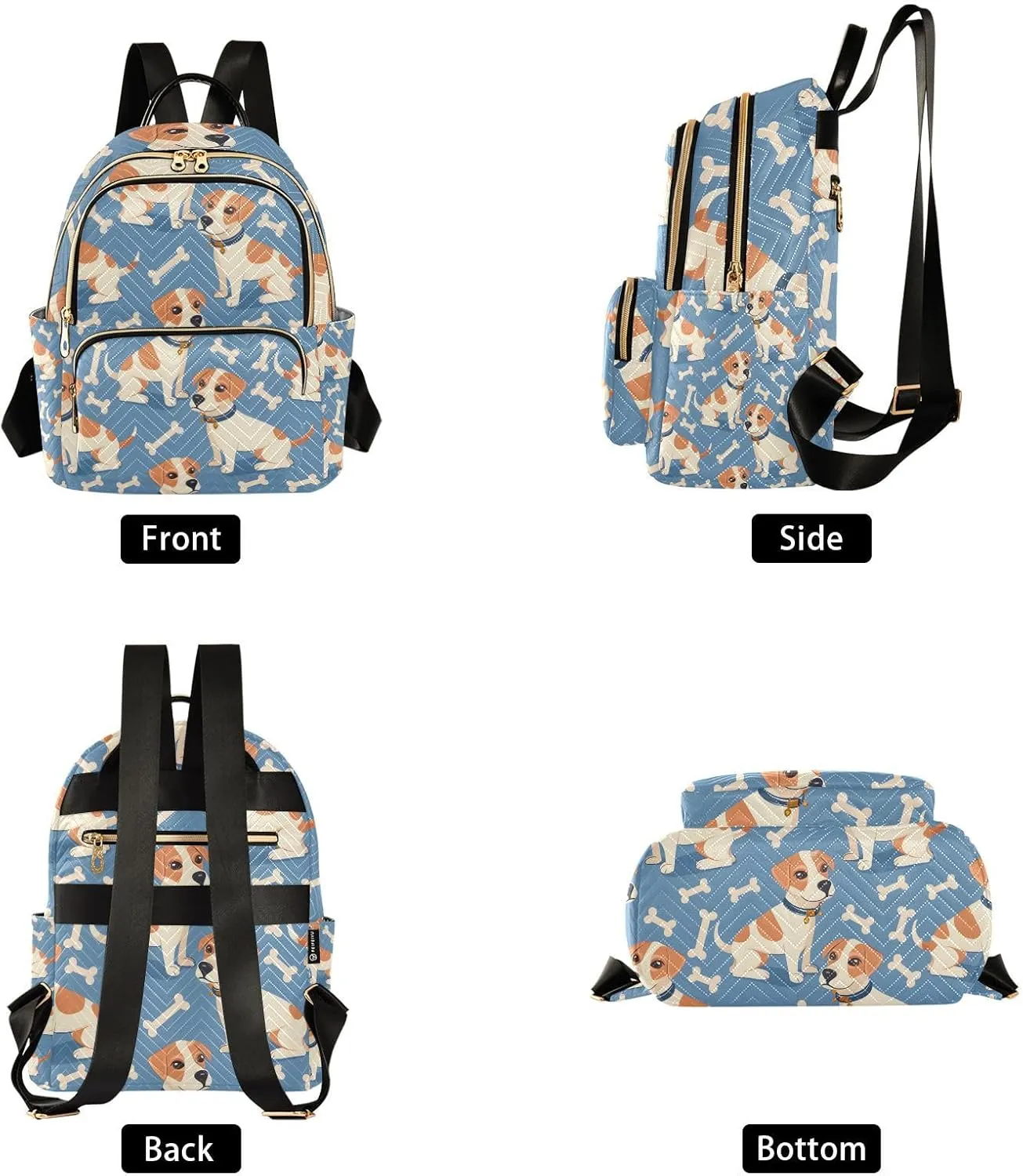 ALAZA Cute Dog and Bones Mini Backpack Purse for Women Travel Bag Lightweight Shoulder Bag Fashion Daypack