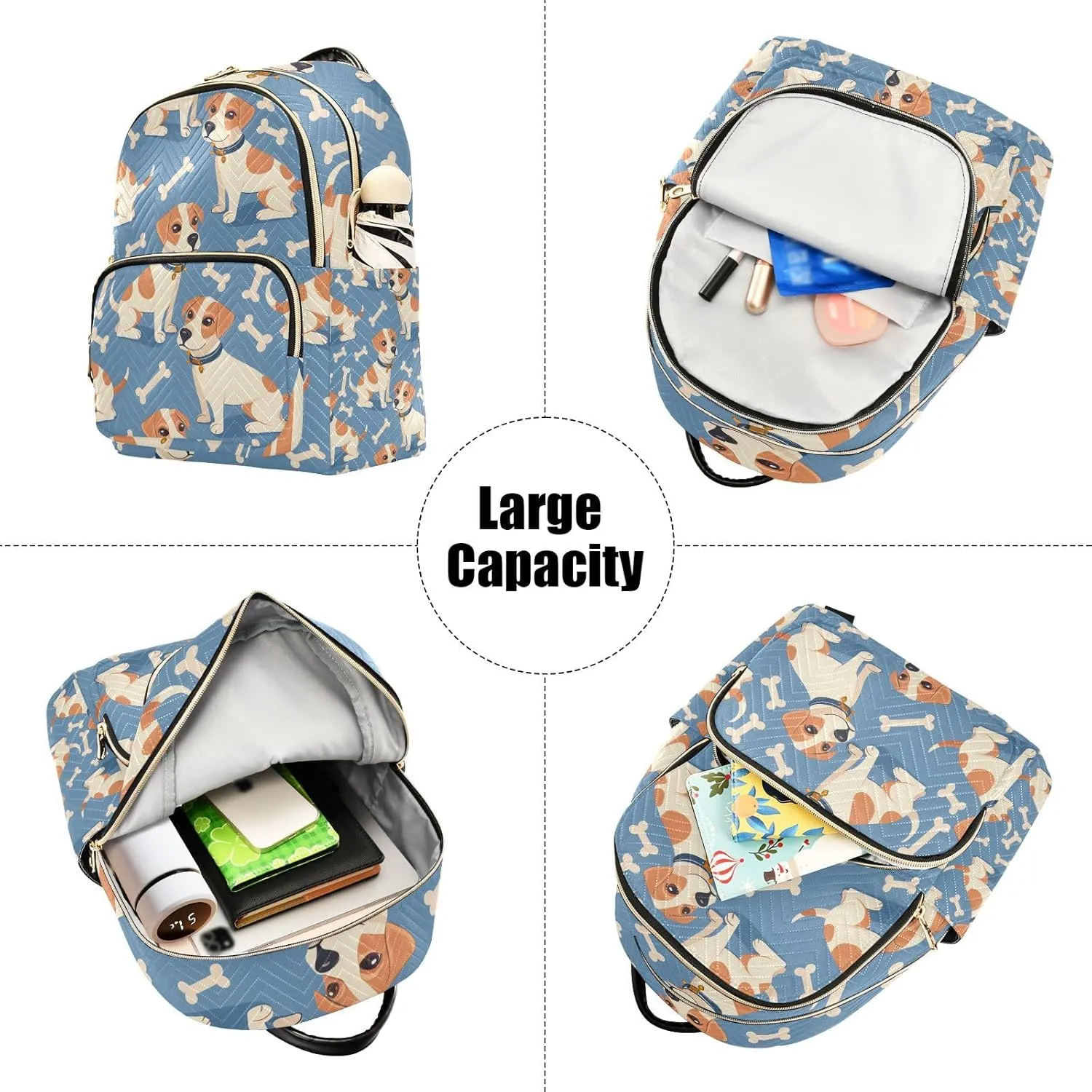 ALAZA Cute Dog and Bones Mini Backpack Purse for Women Travel Bag Lightweight Shoulder Bag Fashion Daypack