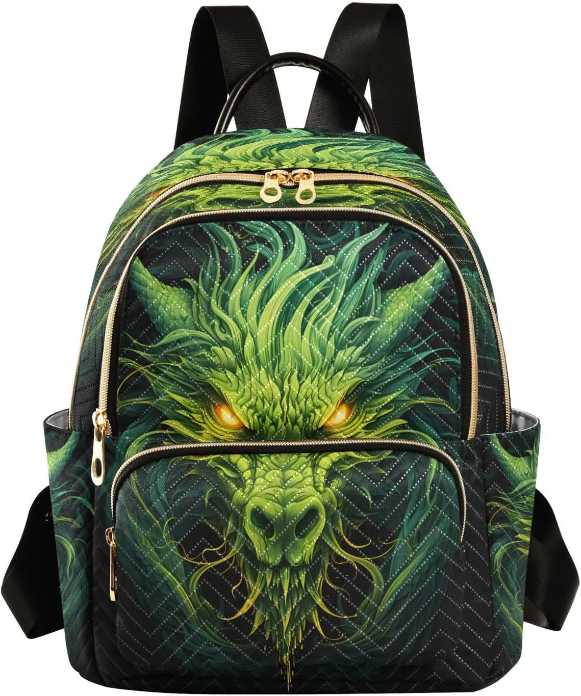 ALAZA Green Dragon with Glowing Eyes Mini Backpack Purse for Women Travel Bag Lightweight Shoulder Bag Fashion Daypack