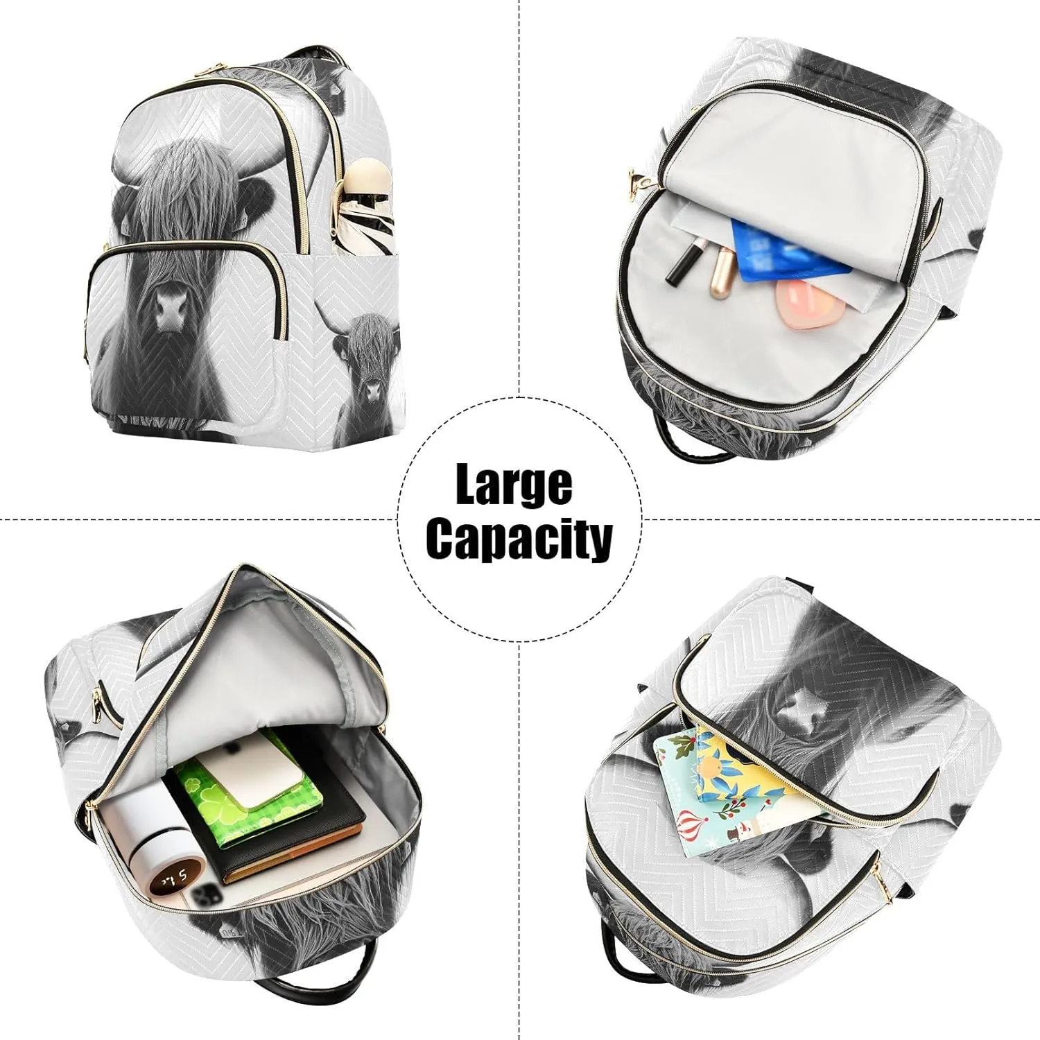 ALAZA Highland Cow Mini Backpack Purse for Women Travel Bag Lightweight Shoulder Bag Fashion Daypack