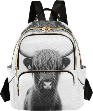 ALAZA Highland Cow Mini Backpack Purse for Women Travel Bag Lightweight Shoulder Bag Fashion Daypack