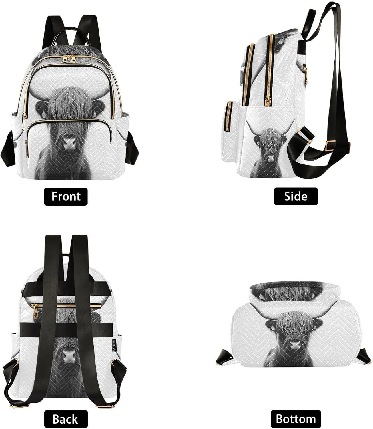ALAZA Highland Cow Mini Backpack Purse for Women Travel Bag Lightweight Shoulder Bag Fashion Daypack