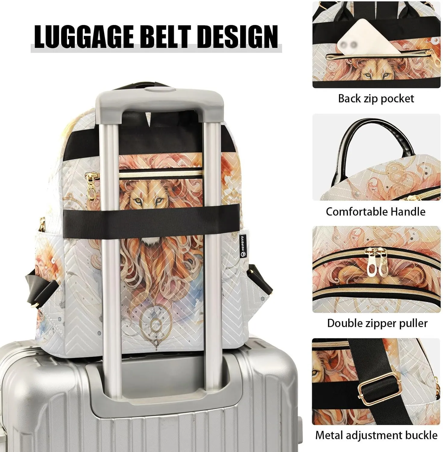 ALAZA Lion Mini Backpack Purse for Women Travel Bag Lightweight Shoulder Bag Fashion Daypack