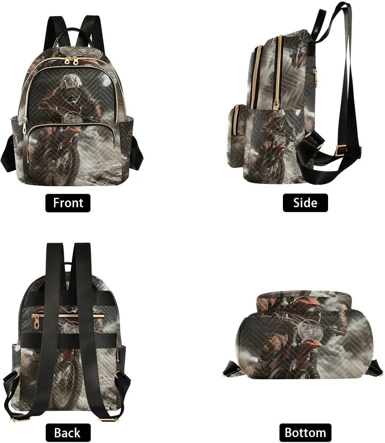ALAZA Motorbike Race Small Backpack Purse for Women Travel Bag Lightweight Shoulder Bag Fashion Daypack