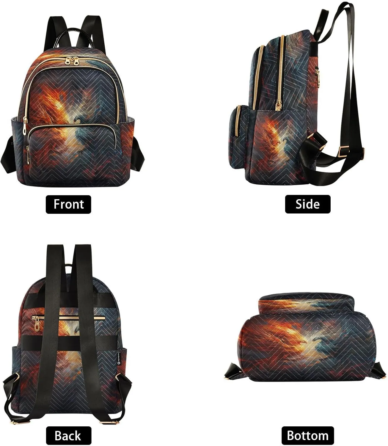 ALAZA Phoenix Battle Fire Flaming Mini Backpack Purse for Women Travel Bag Lightweight Shoulder Bag Fashion Daypack