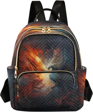 ALAZA Phoenix Battle Fire Flaming Mini Backpack Purse for Women Travel Bag Lightweight Shoulder Bag Fashion Daypack